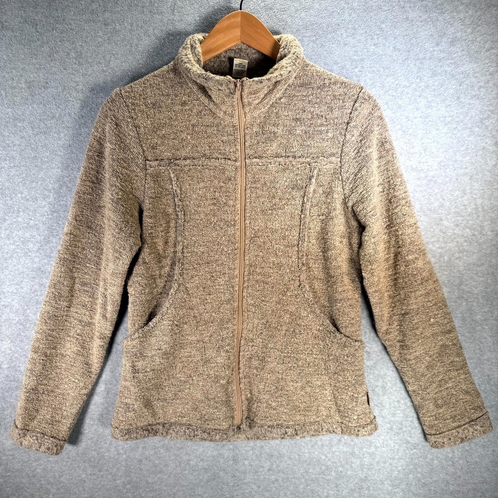 Vintage Prana‎ Fleece Jacket Women's Medium Brown Full Zip Long Sleeve Outdoor